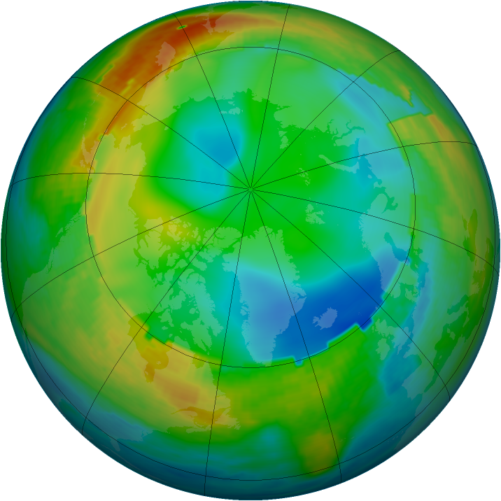 Arctic ozone map for 29 December 1988